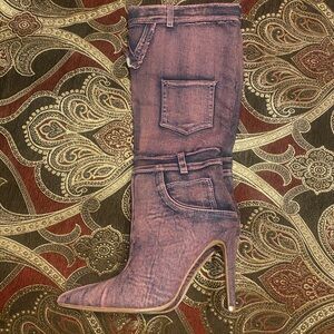 Denim High Heel Boots